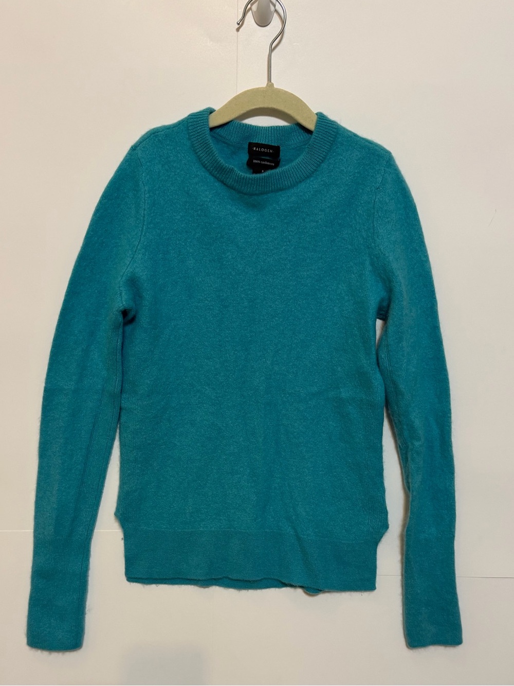 Halogen Teal Crewneck Sweater 100% Cashmere Relaxed Casual fuzzy pullover Winter